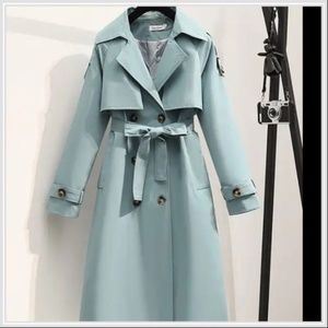 Women Fashion Double Breasted Trench Coat Autumn Winter Vintage Casual